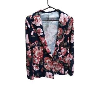 Piphany Blazer Navy Blue Floral Size S Garden